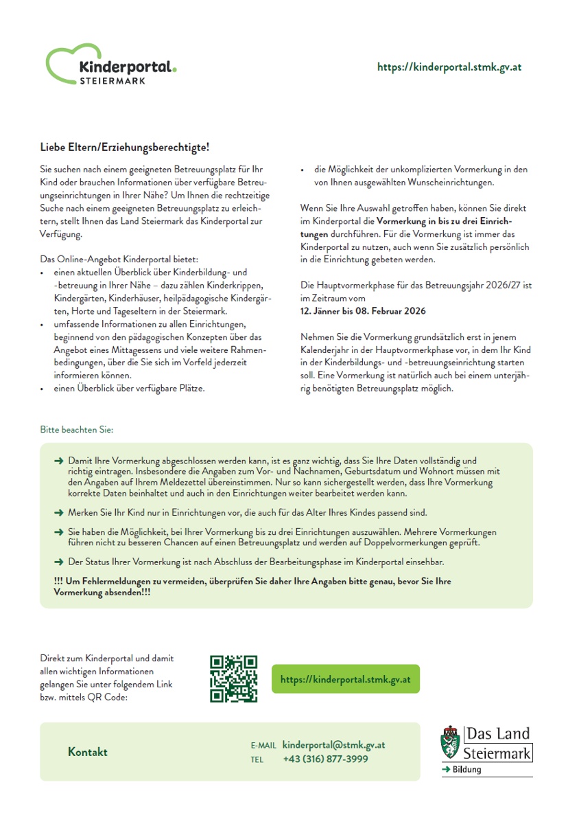 Elternbrief Kindergarten